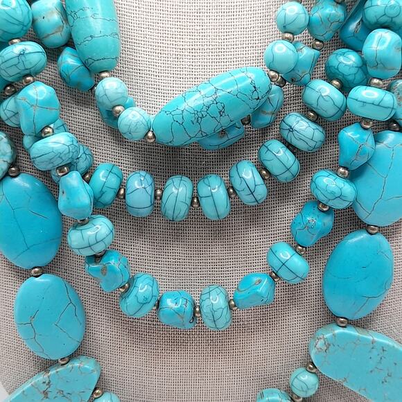 Chico’s Dyed Howlite Gemstone Statement Necklace 5 Strand 21” NWT - Picture 5 of 13
